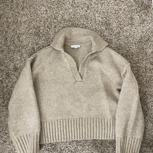 Topshop Cream V-Neck Sweater Cozy Knit